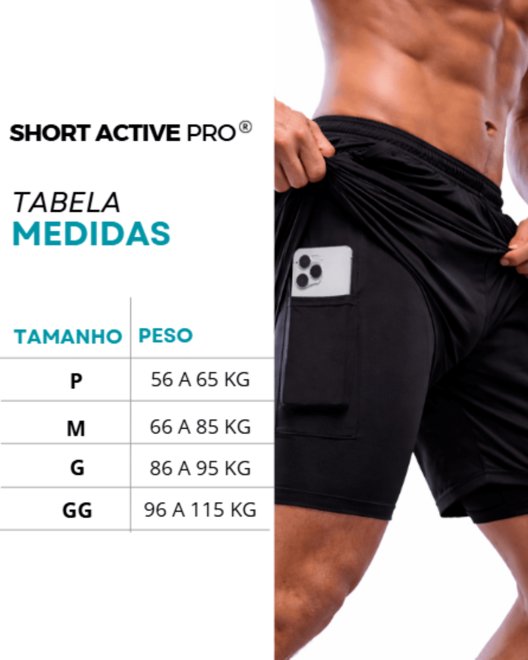 Kit 3 Shorts de Compressão 2 em 1 Active Pro®