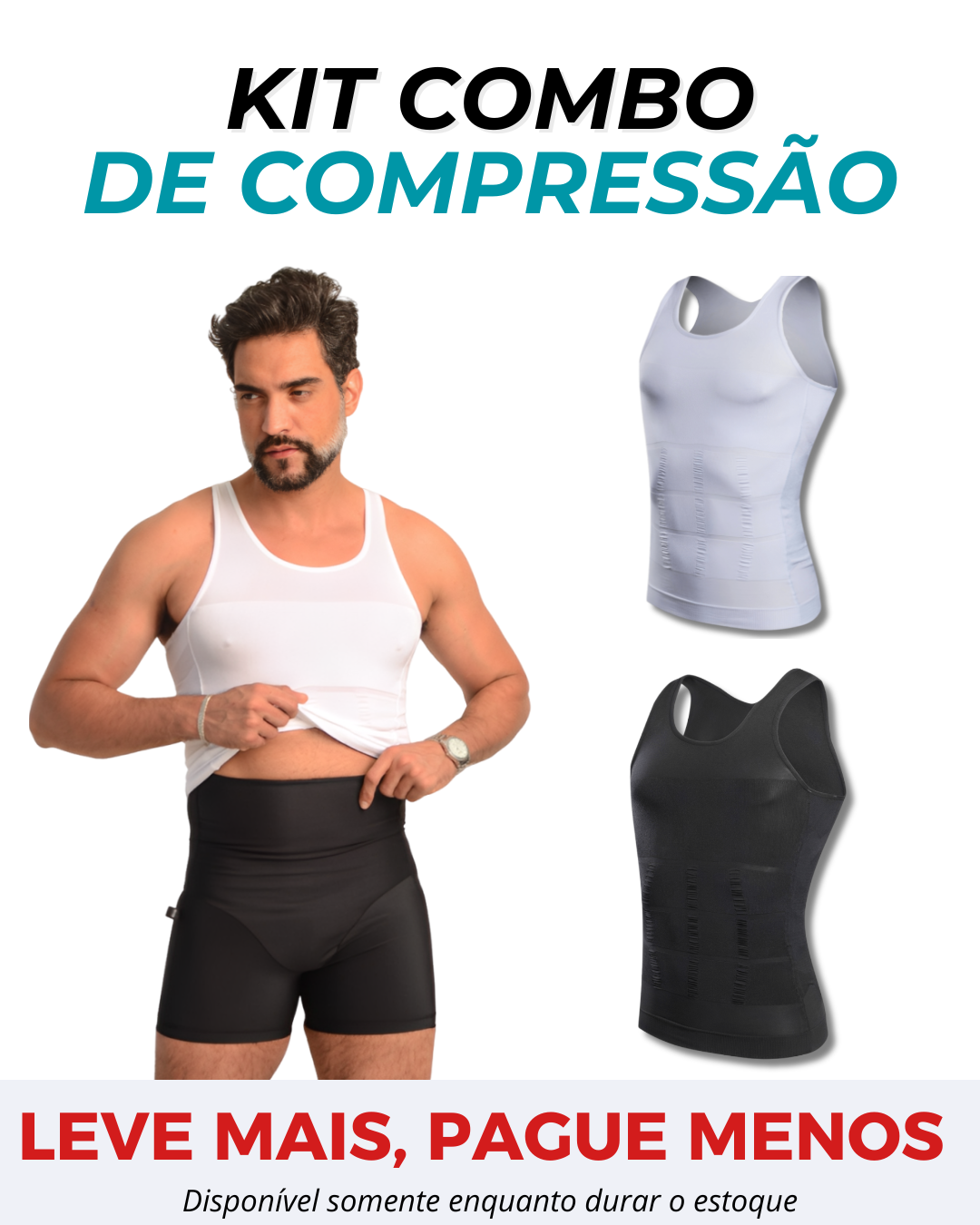 Kit Combo de Compressão 2 Camisas + 1 Short Fit Shape Pro®